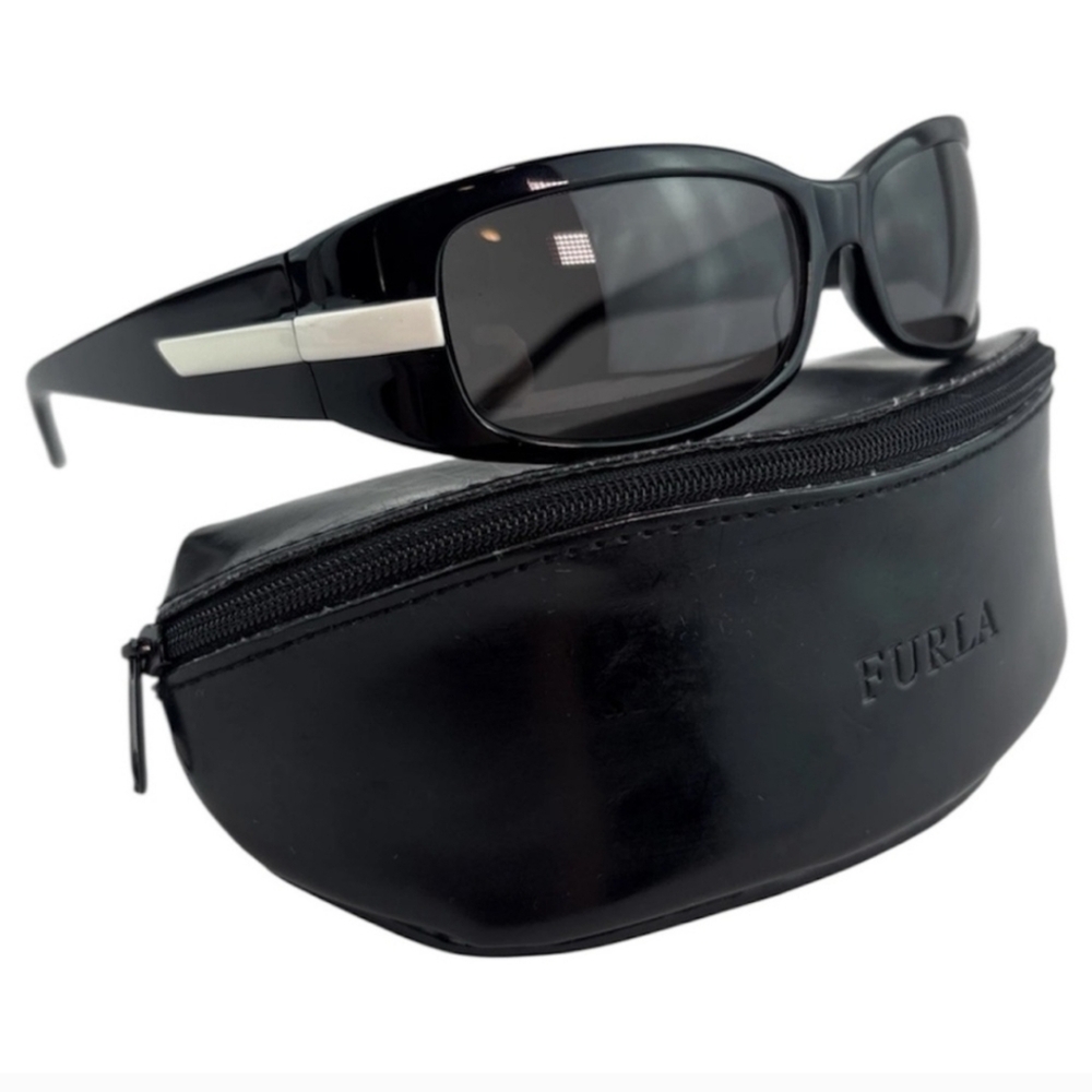 Furla Glossy Black Sunglasses with Case (EUC) - Picture 2 of 15
